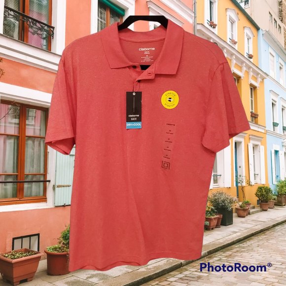 Claiborne Men's Polo - Size M Slim & Stretch Salmon  - NWT - Picture 1 of 8